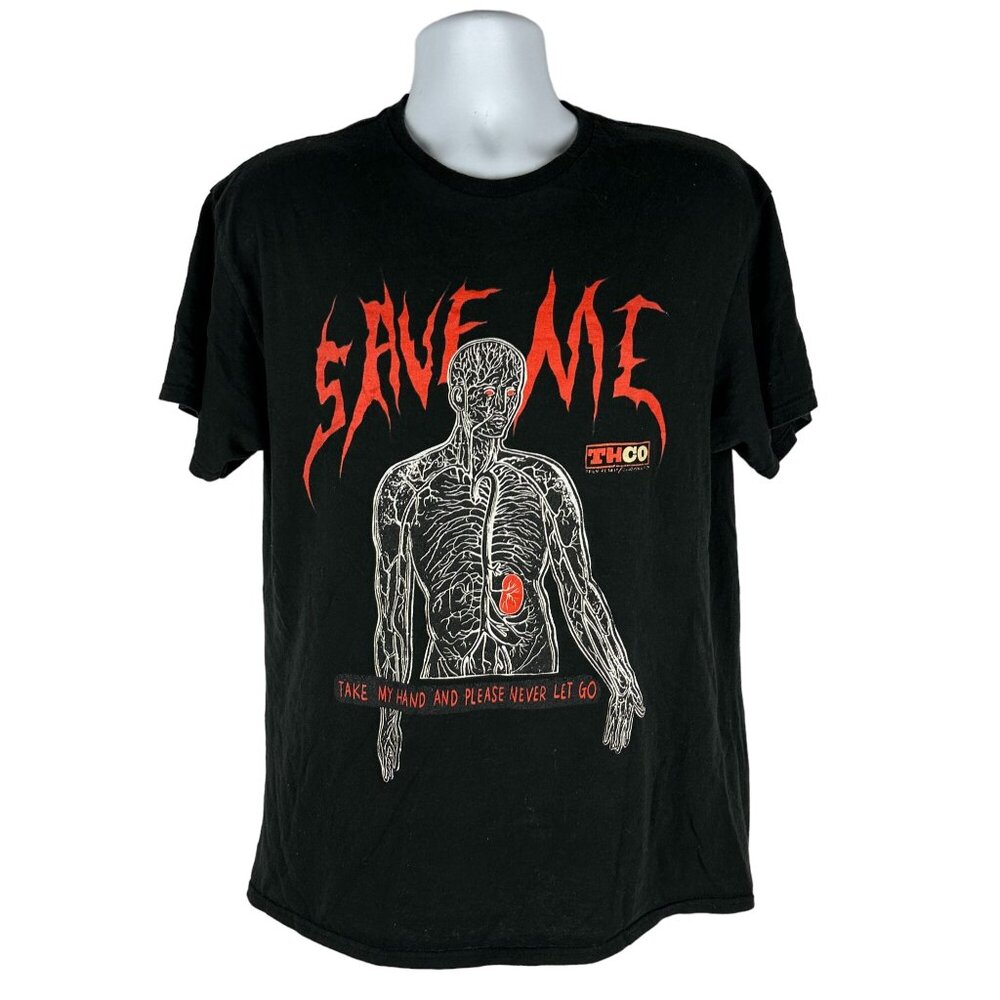 Teen Hearts Mens Save Me Graphic Tee Black Size L